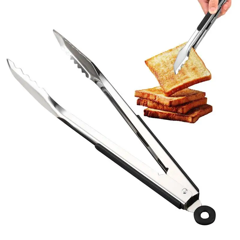 

Long BBQ Tongs Metal Food Tongs With Ergonomic Grip Grilling Tongs Kitchen Pliers For Cooking Grilling BBQ Buffet Turning Food
