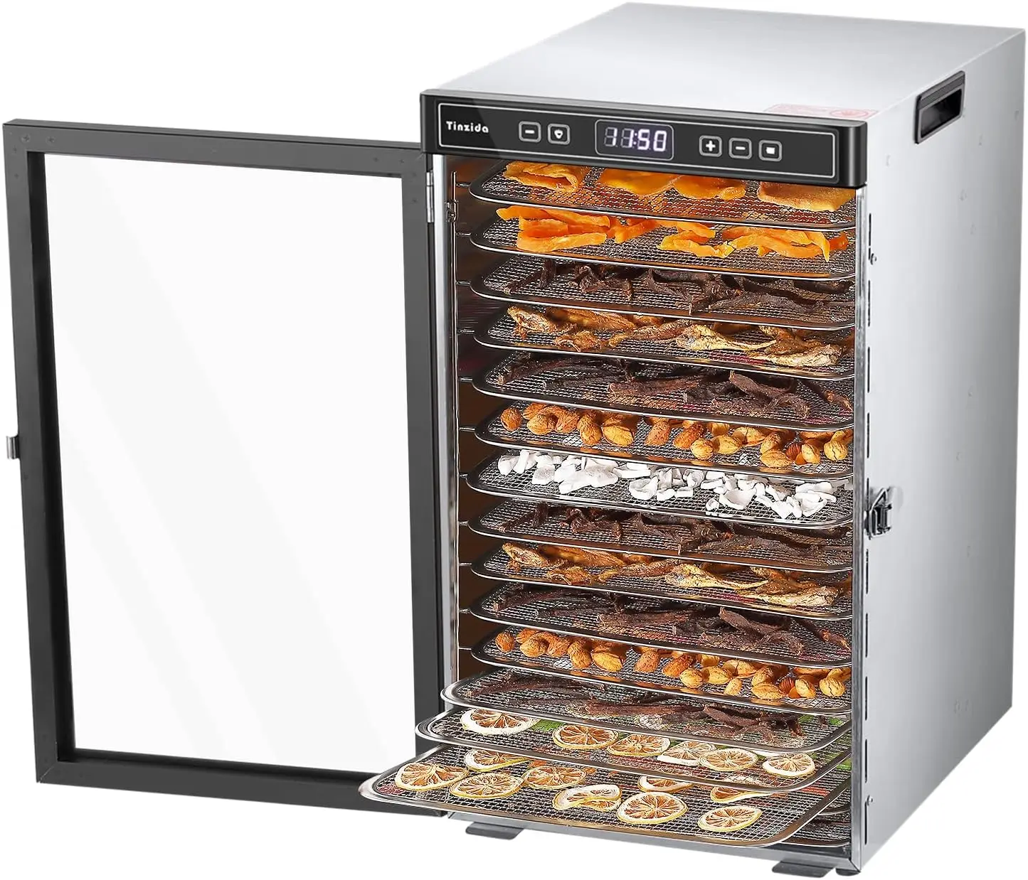 Dehydrator For Food And Jerky 16 Stainless Steel Trays Large Food Dehydrator Machine For Fruit Meat Beef Vegetable Dog Treats