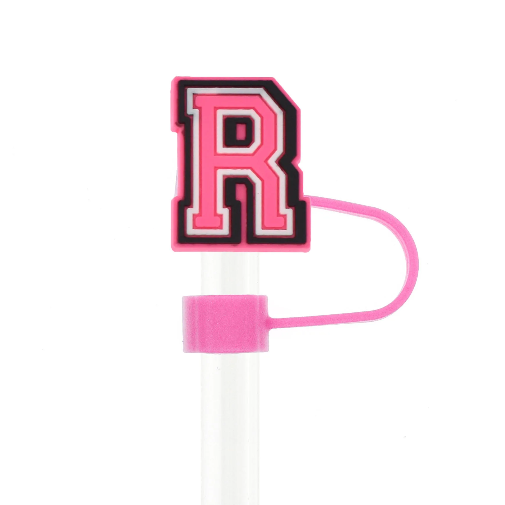 Pink Reusable Straw Cover Cap Set - Splash-Proof Drink Accessory with Charms