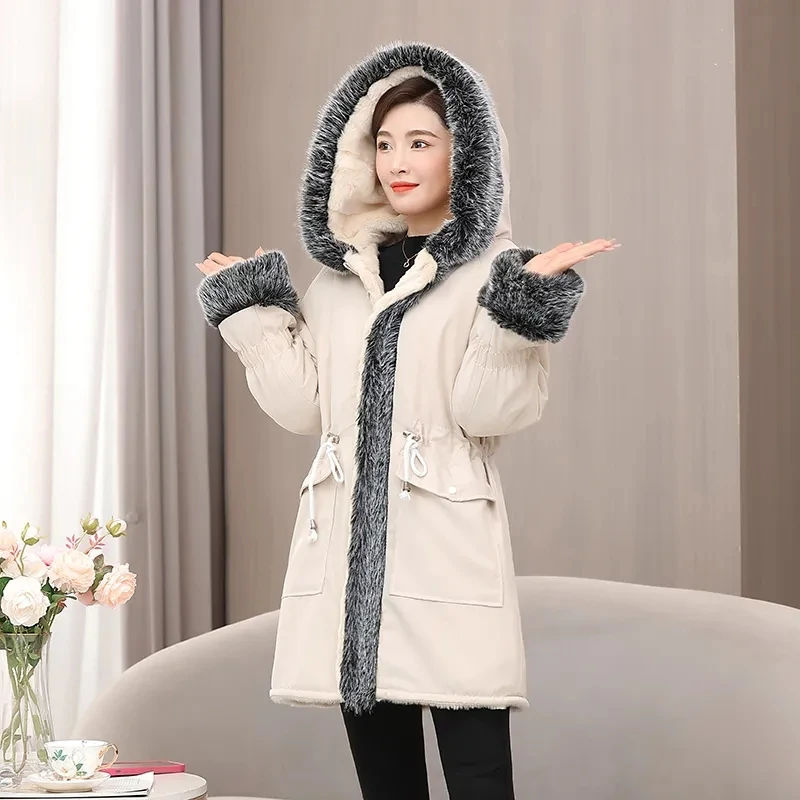 

Fall/Winter Overcoat Parka Imitation Fur Coat Women's Long And Noble Temperament Women's Cotton Coat Cotton-Padded Jacket Women