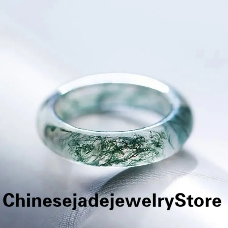 

Кольцо из натурального водного агата и нефрита для мужчин и женщин, кольца из натурального нефрита, модные ювелирные изделия, аксессуары