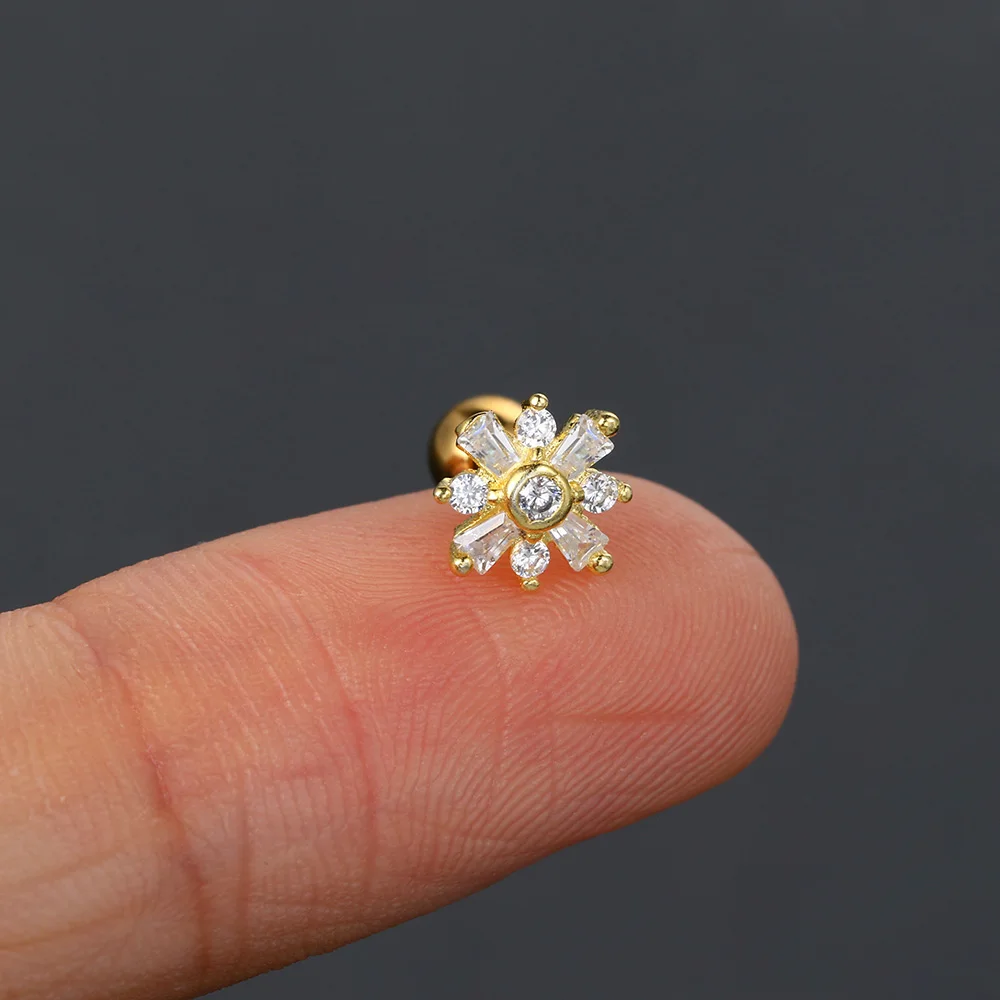 1 Stück Blumen-Blatt-Pflanzen-Ohrstecker für Damen, Mini-Helix-Tragus-Knorpel-Ohrstecker, modischer INS-Schmuck für Frauen – Detail 20