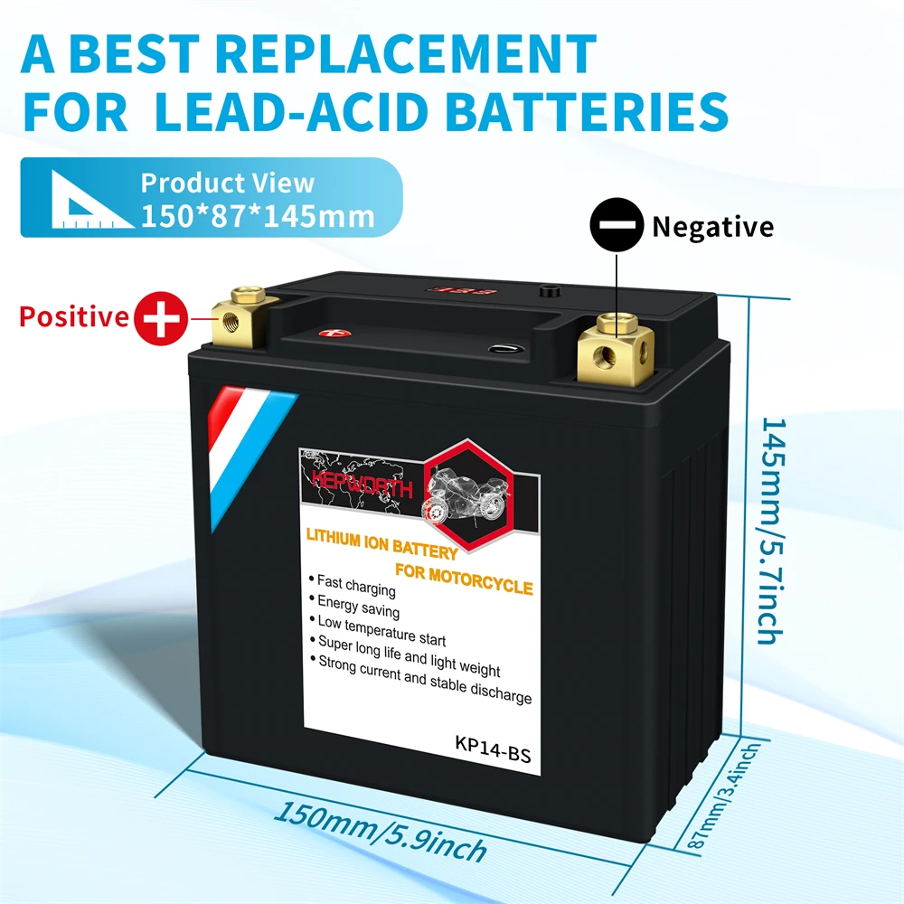 14-Bs Moto Starter Lifepo4 Batteria Cca 520A 12V 10Ah Con Batteria Al Litio Per Scooter Bms Sostituire Etx14-Bs Ytx14 Ytx14-Bs