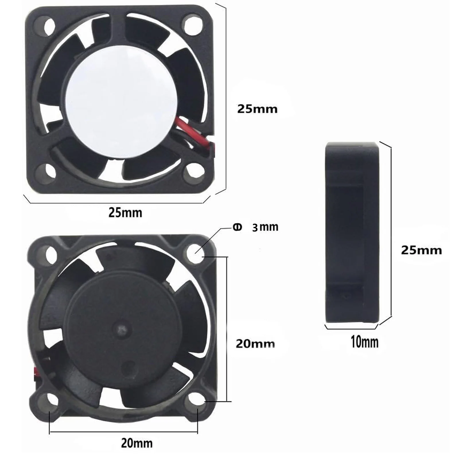 High-Performance 25mm Brushless DC Cooling Fan, 10,000 RPM, 5V-6V