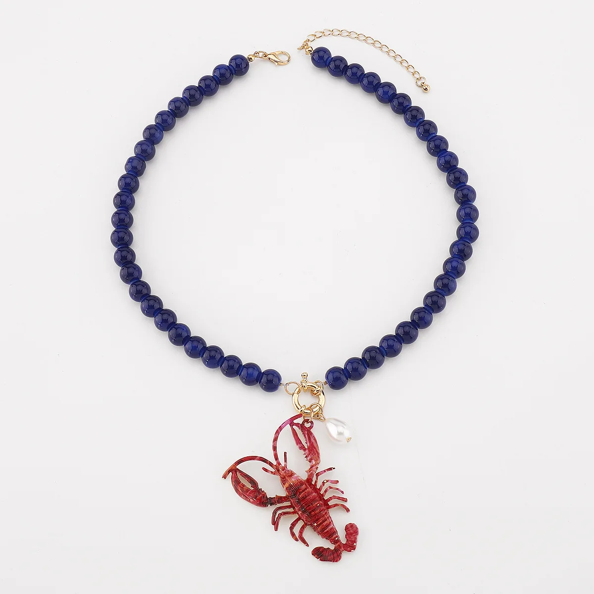 Handmade ZAA Lobster Beads Necklace for Women Crystal Beaded Enamel Jewelry Simple Necklaces Beach Vacation Accessory 2025 New