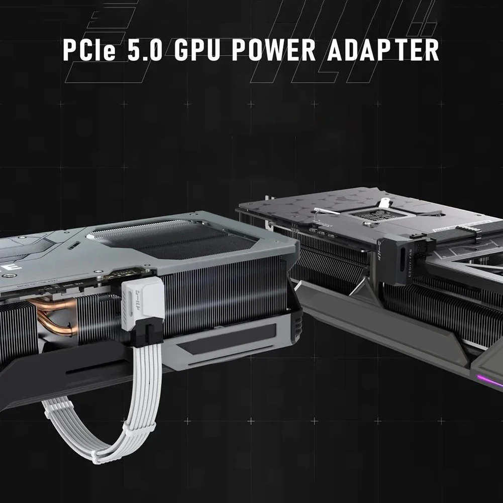 High-Efficiency 12VHPWR Angled GPU Power Connector Adapter, 600W, 16-Pin PCIe 5.0