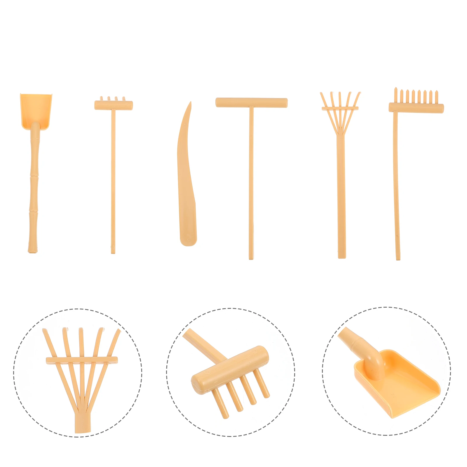 Desk Sand Rake 6 Pcs Small Sand Tray Rakes Mini for Sensory Bin Yellow Desk Garden ...
