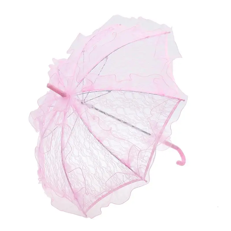Stylish Western Style Umbrella Lace Fleur Parasol Decoration Wedding Bride Umbrella-Size Small (Pink) bridal lace parasol set