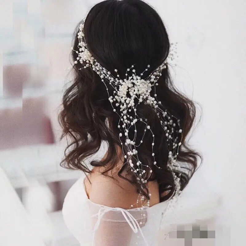 Pearl Flower Headband Bridal headdress Wedding Crown Fashion The wreath bracelet Band Tiaras Crystal Headpiece Hair Jewelrys