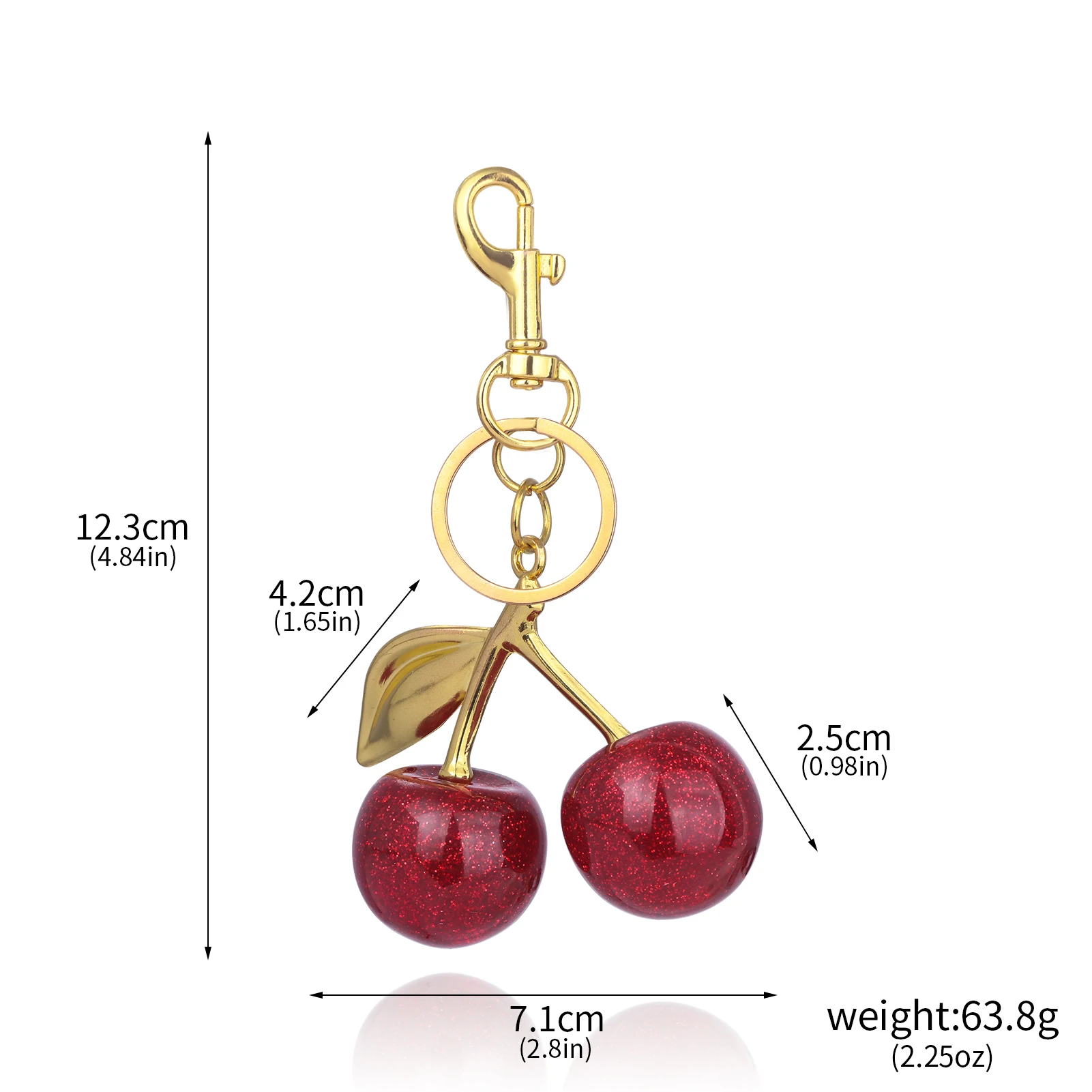 Elegant Cherry Fruit Bag Charm Keychain - Red Cherry Keyring for Women’s Purse Accessories Gift
