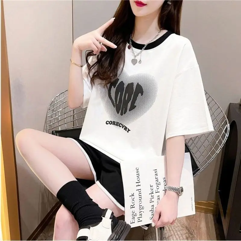 Women's Clothing Fashion Casual Outfits 2023 Summer Arrival New Short Sleeve Loose T-shirt Sports Shorts Two Piece Set Trend