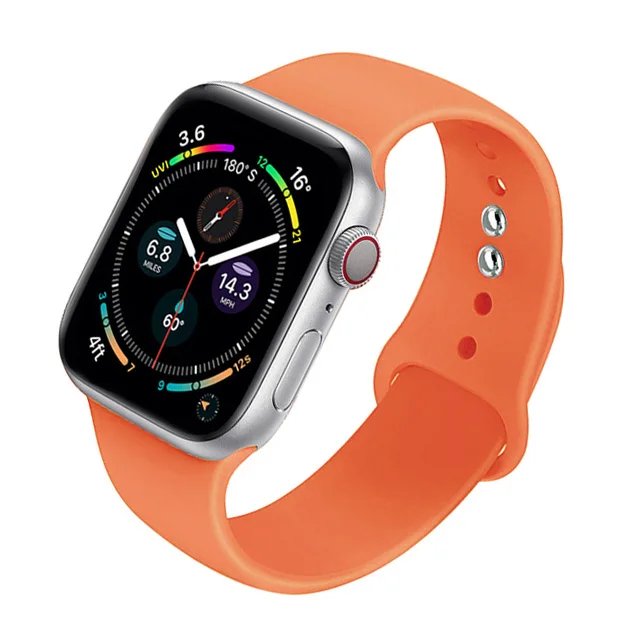 Silicone Strap For Apple Watch Band 44mm 40mm 41mm 38mm 45mm Smartwatch Rubber Sports Watchband Belt Bracelet iWatch 7 6 se 5 4 Papaya-42