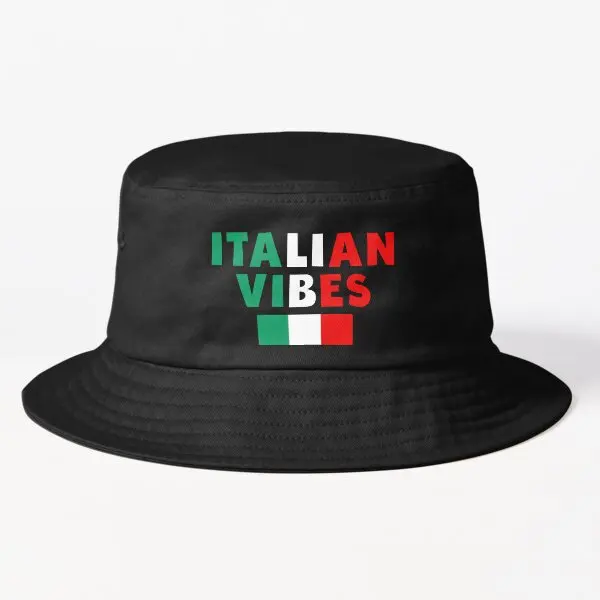

Italian Vibes With Flag Cool Italy Cul Bucket Hat Hip Hop Women Casual Cheapu Outdoor Summer Fishermen Boys Sun Fish Spring