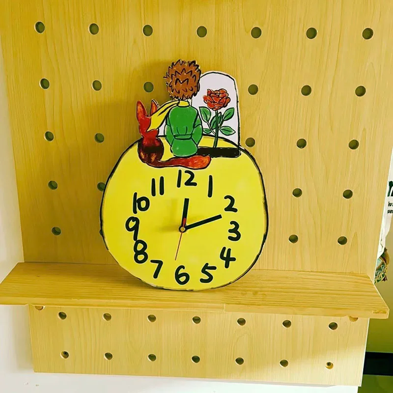 

Настенные часы Little Fresh, часы Little Prince, персонализированные настенные часы с художественным рисунком, бесшумные домашние зеркальные часы
