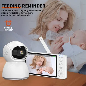 ABM570 Wireless Baby Monitor 5'' with Night Vision,2-Way Audio,Temperature Sensor & Built-in Lullabies, Built-in 3500mAh battery 1