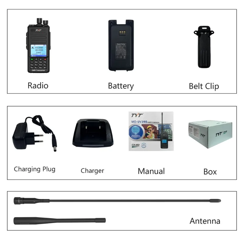 TYT MD-UV390 Plus 10W GPS DMR Radio AES256 Encryption 2800mAh Type-C Charging IP67 Waterproof Dual Band Long Range Walkie Talkie 6