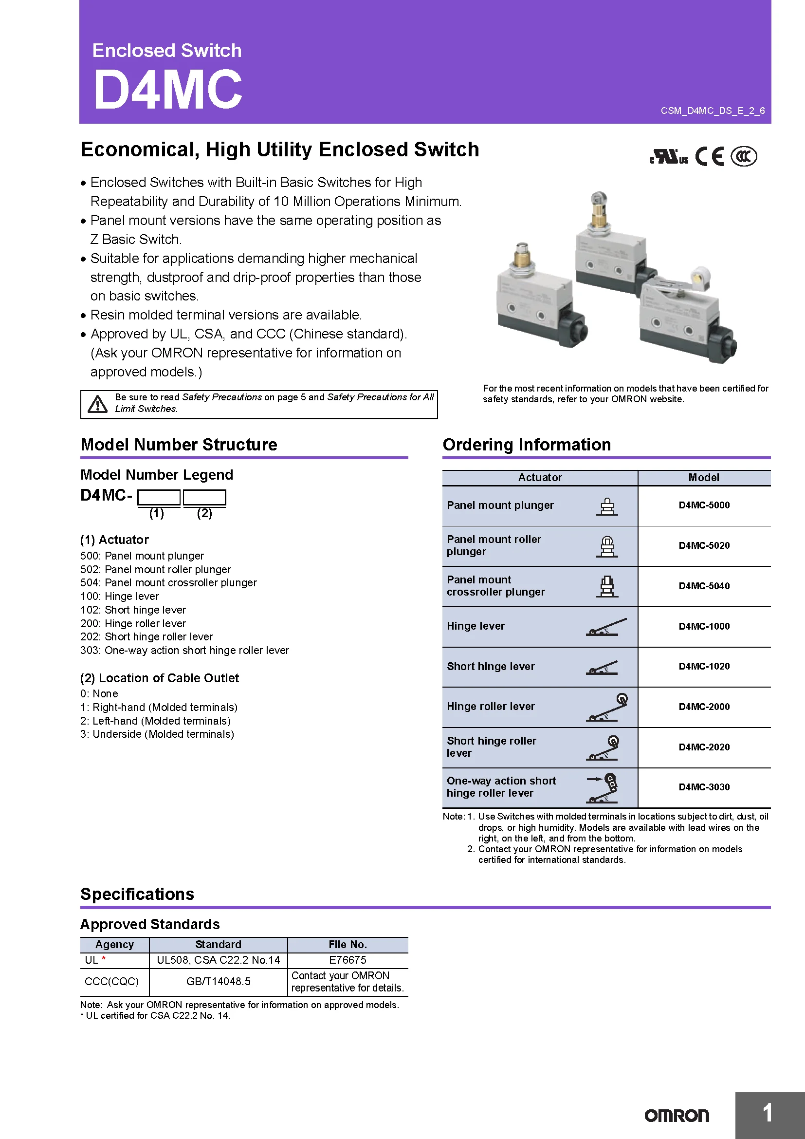OMRON D4MC Serie Geschlossene Schalter Authentisch Original Neu 5000 D4MC-5020 D4MC-1000 D4MC-2000 D4MC-2020 D4MC-5020-N D4MC-5040-N – Detail 1