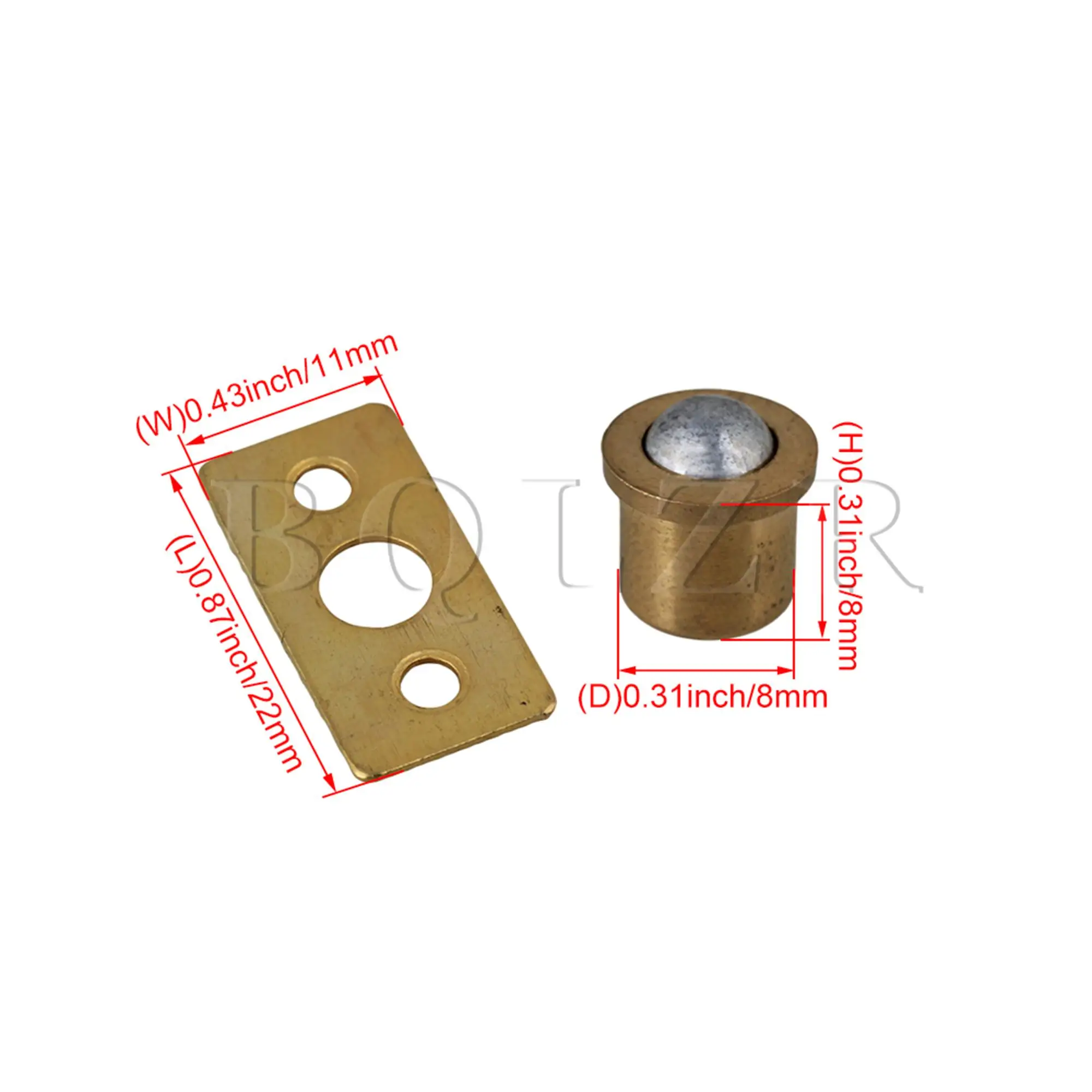 BQLZR 4 xGold Brass Ball Catch with Strike Plate for Cabinet Closet Sping Door