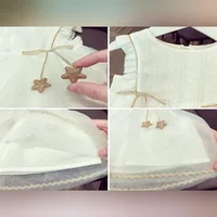 Baby Yarn Dress 2024 Summer New Western Style Summer Dress Girl's Fluffy Yarn Mesh One Year Princess Dress 5