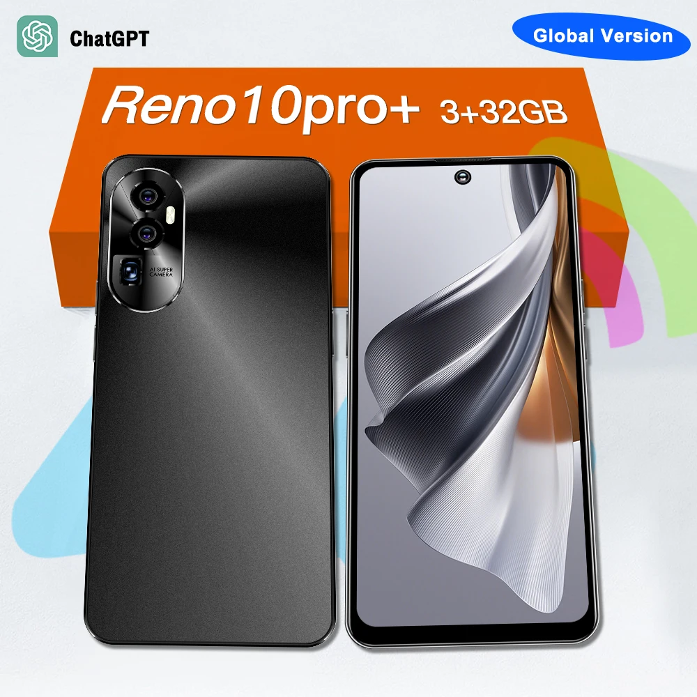 글로벌 VER Reno10 프로 4G 스마트폰, 쿼드 코어, 3GB + 32GB, 6.53 인치 미니 스마트폰, 안드로이드 휴대폰, 3250mAh 배터리, 페이스 1D