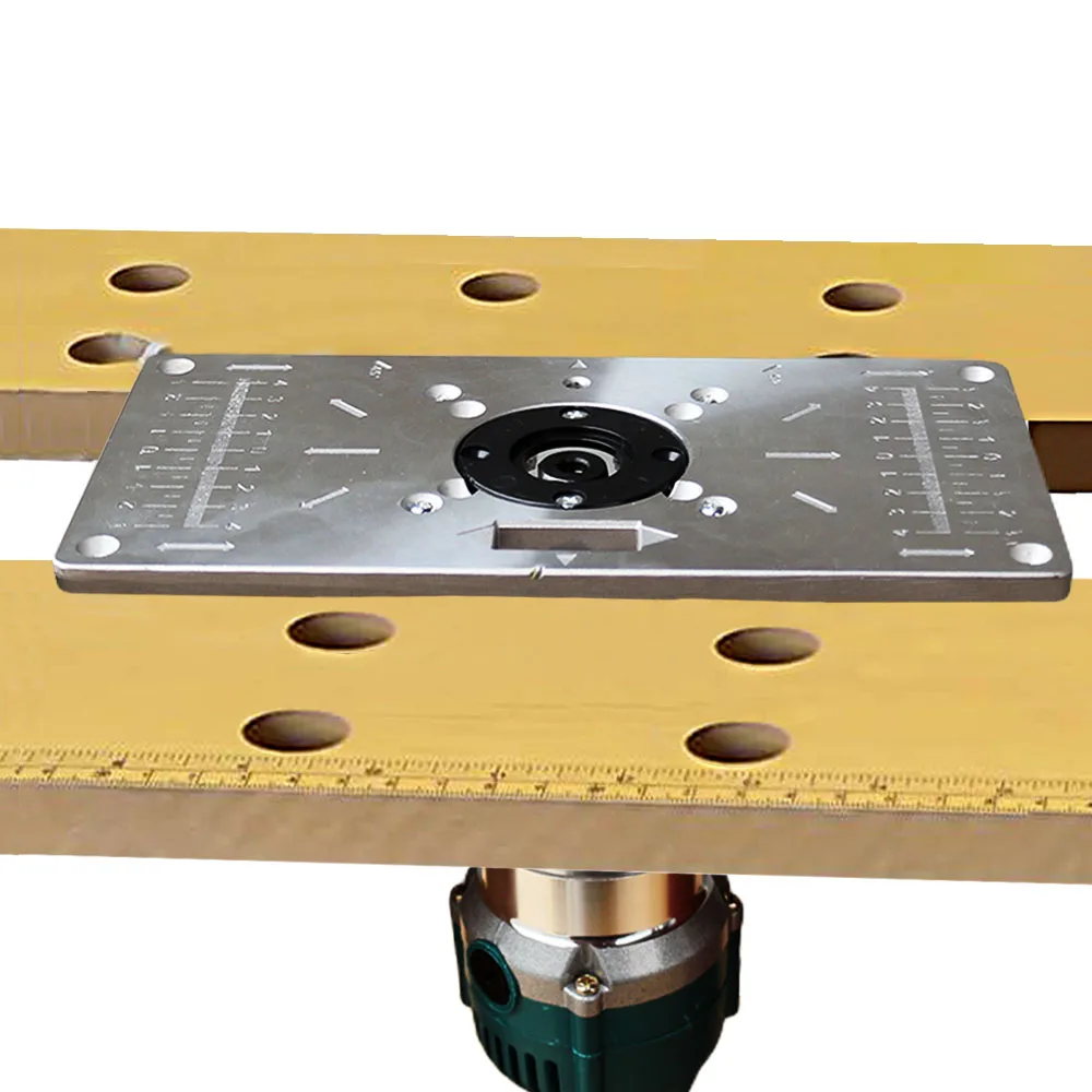 Router Table Flip Plate Aluminum Router Table Insert Plate 4pcs Insert Rings Wood Tools for Woodworking Benches