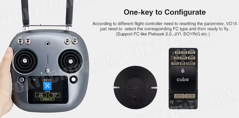 VD16 장거리 16 채널 모델 2.4G 송신기 리모컨, RC 헬리콥터 드론 UAV 비행기용