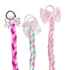 Kids Girl Unicorn Cute Wigs Ponytail Candy Color Cartoon  Butterfly Bow Ponytail Hair Styling Rubber Bands Headwear Braid 5