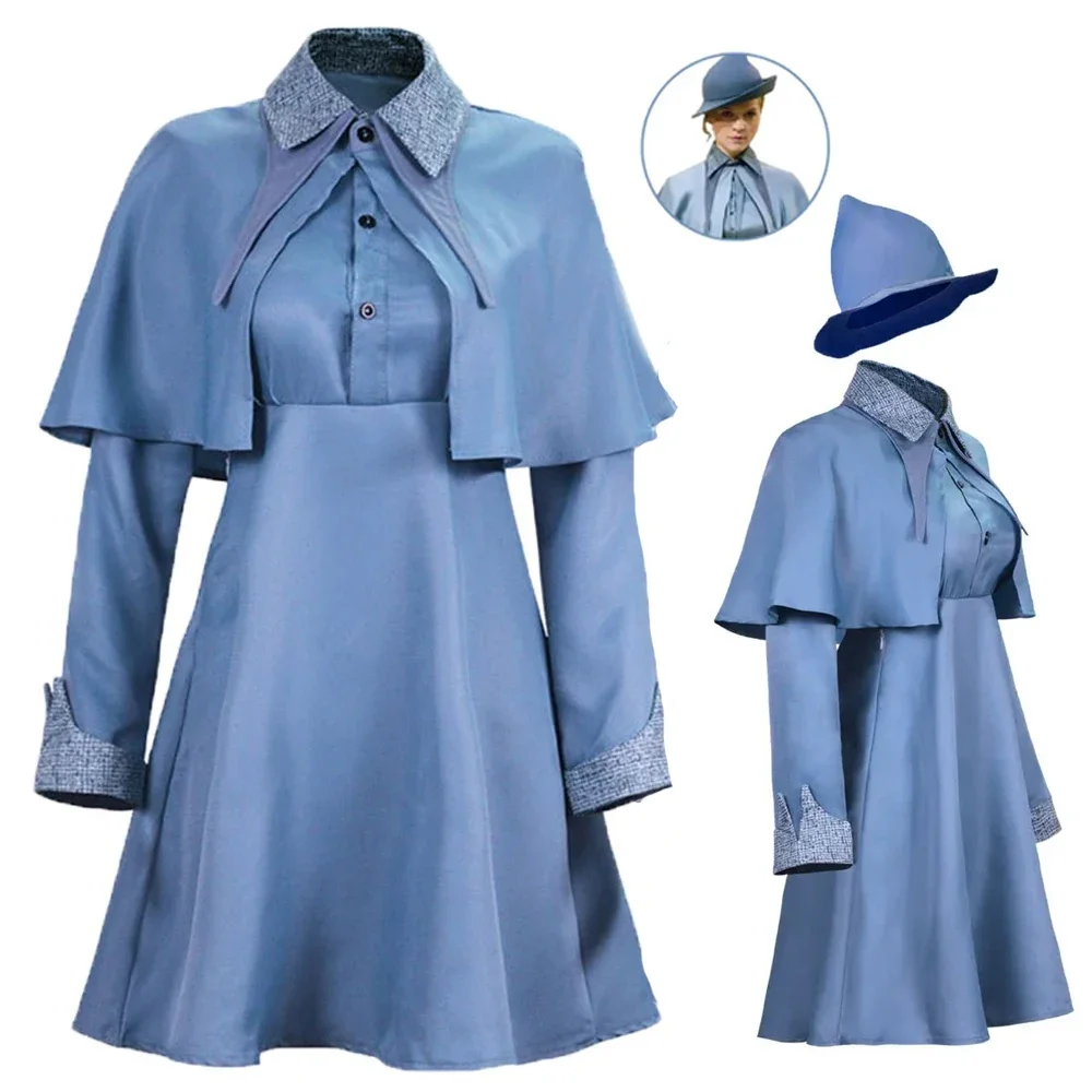 

Magic Wizard School Witch Fleur Isabelle Delacour Cosplay Costume Beauxbaton Uniform Adults Women Suit Halloween Party