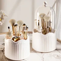 360 Degree Rotating Makeup Brush Holder Cosmetics Organizer With Lid for Vanity Multi-Functional Pen Holder Lipstick Storage Box 1