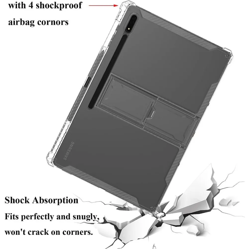 TPU Case For Samsung Galaxy Tab S9 S8 Plus 12.4 PC Stand Cover For Galaxy S7 PLUS FE 12.4 Tab S6 Lite 10.4 S9 11" A8 10.5 Funda_voghion.com
