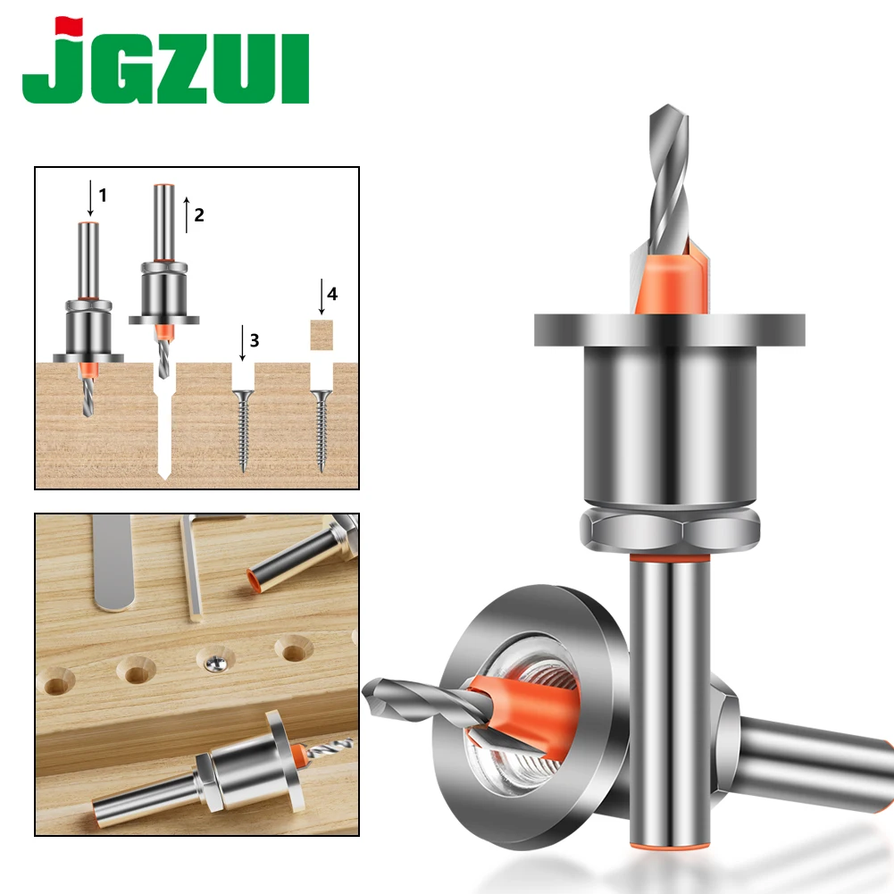 

8mm Shank Adjustable Countersink Woodworking Router Core Limiter Alloy Drill Bits Wood Drilling Milling Cutter Screw 3mm 4mm New