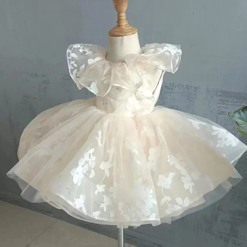 子供のためのプリンセスイブニングドレス,レースメッシュ,結婚式,誕生