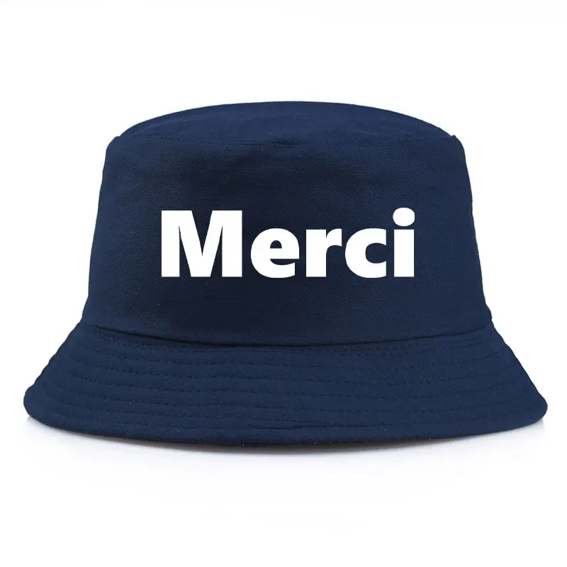 

Summer Print Merci Bucket Hat Men Women Cotton Reversible Fisherman Hat Male Female Outdoor Boy Sun Beach Hat Casquette Bob