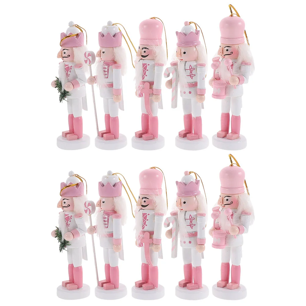 

Pink Christmas Decorations Kids Nutcracker Soldier Doll Wooden Pendants New Year Ornaments For Navidad Xmas Tree Hanging