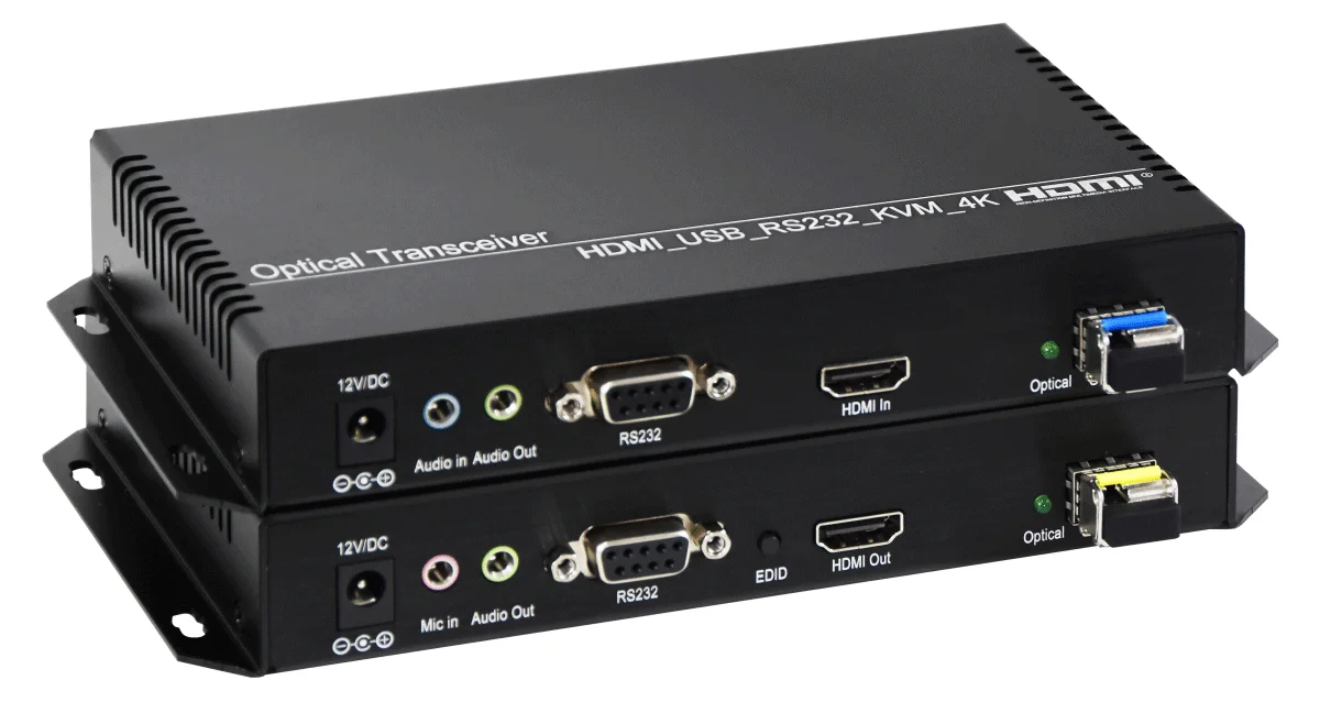 20 km 4K HDMI KVM Extender Transceiver über LC Glasfaserkabel 4K HDMI Glasfaser Extender – Detail 1