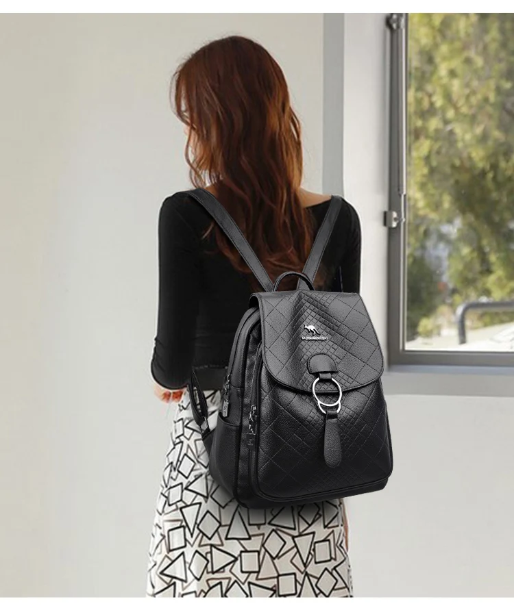 New Fashion Women's Backpack High Quality Leather Fashion Ladies Schoolbag High Capacity Travel Trend Women's Backpack Handbag
