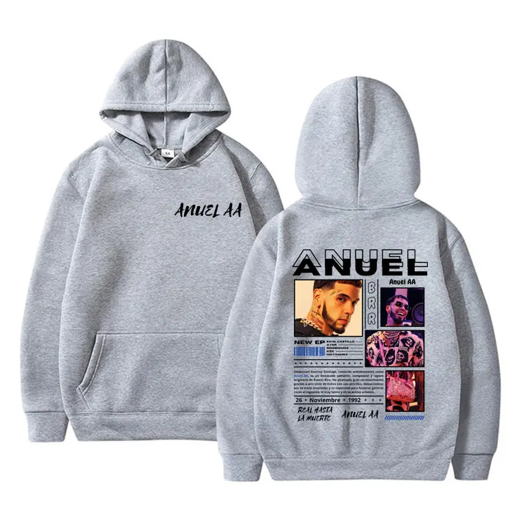 Rapper Anuel AA Print Hoodie Male Casual Oversized Hooded Sweatshirt Men Women Hip Hop Fashion Streetwear Unisex Fleece Hoodies 5