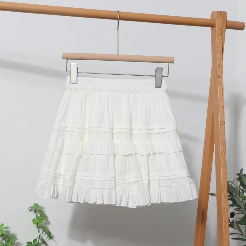 

Sweet White Skirts for Women Korean Fashion Female High Waist Anti-light Cake Skirt Puffy Short Skirt Kawaii Pleated Skirt