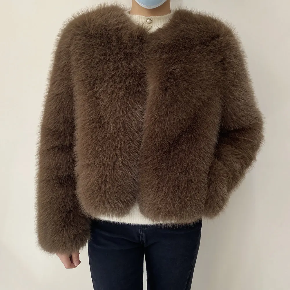 Street Fashion Luxury Faux Fur Coat Women Winter 2023 Hot Cool Girls Fluffy Short Fur Fox Jacket 3