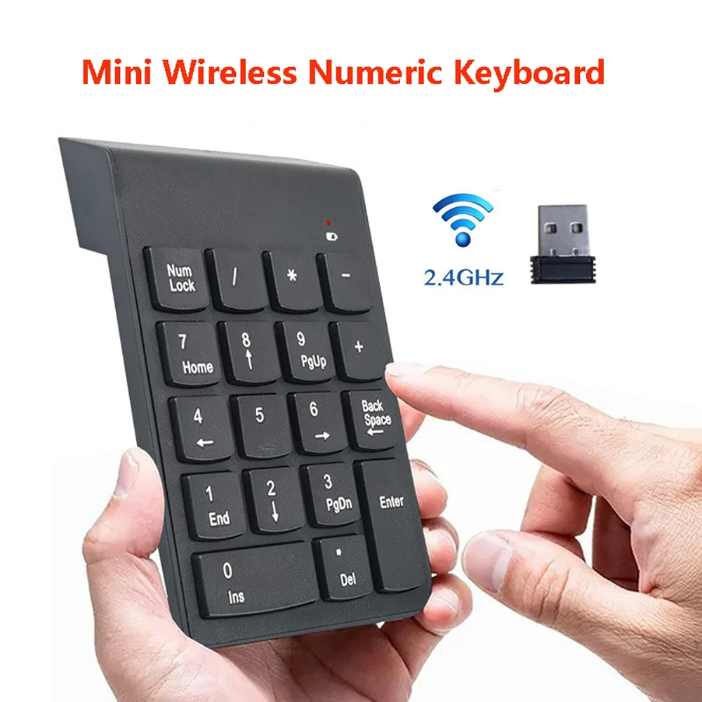 Mini clavier sans fil USB 2.4 Ghz mince avec pavé numérique à pavé