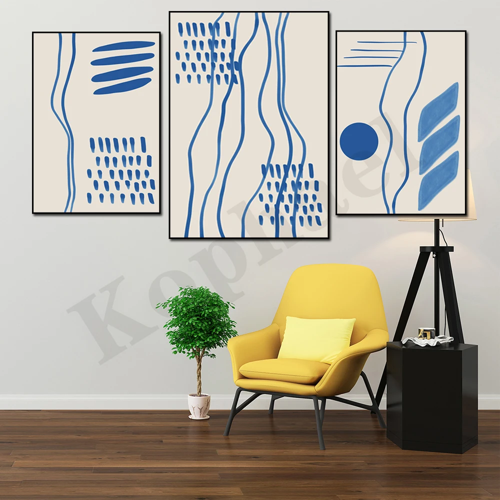 

Abstract Blue Watercolor Modern Unique Minimalism Geometric Art Canvas Painting