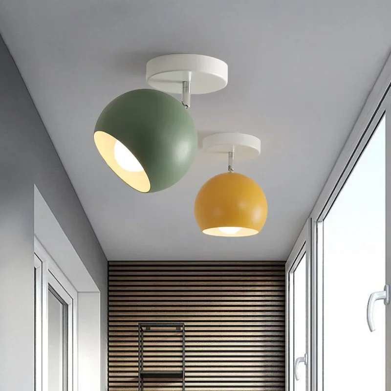 

Macaron LED Ceiling Lights Nordic Creative Round Iron E27 For Living Room Bedroom Aisle Corridor Modern Light Fixtures