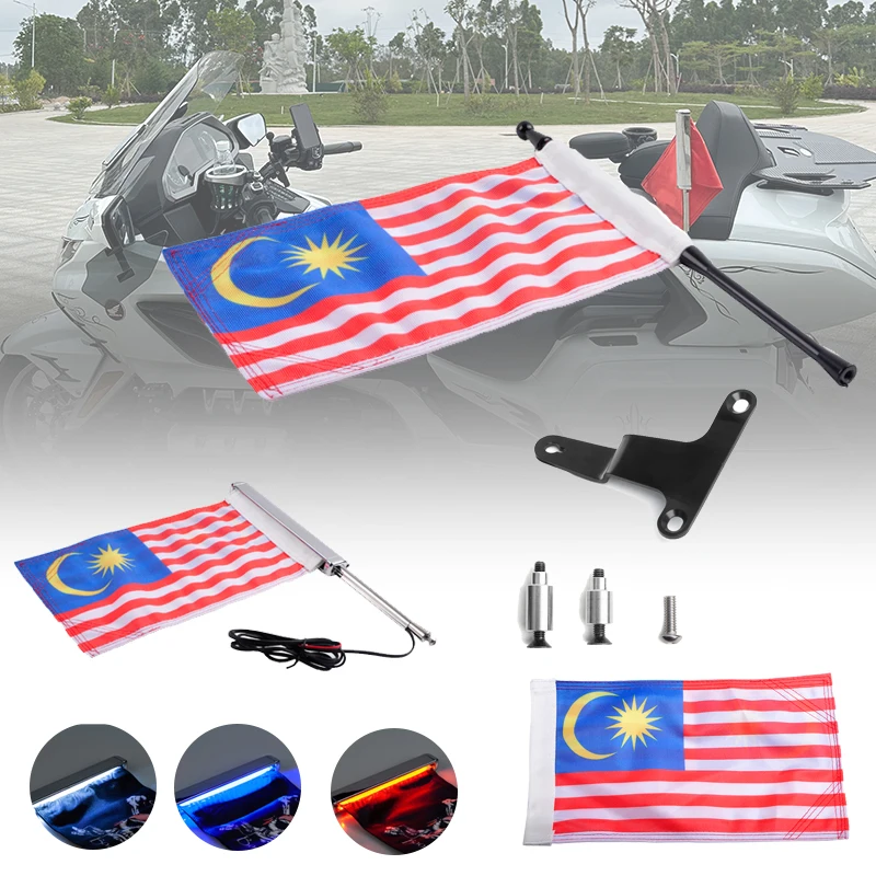 

PANICAL MY Motorcycle Flags Global Banner Fits For Honda Gold Wing GL1800 2018-2023 Tour Trunk Flag Pole Mount Bracket L R