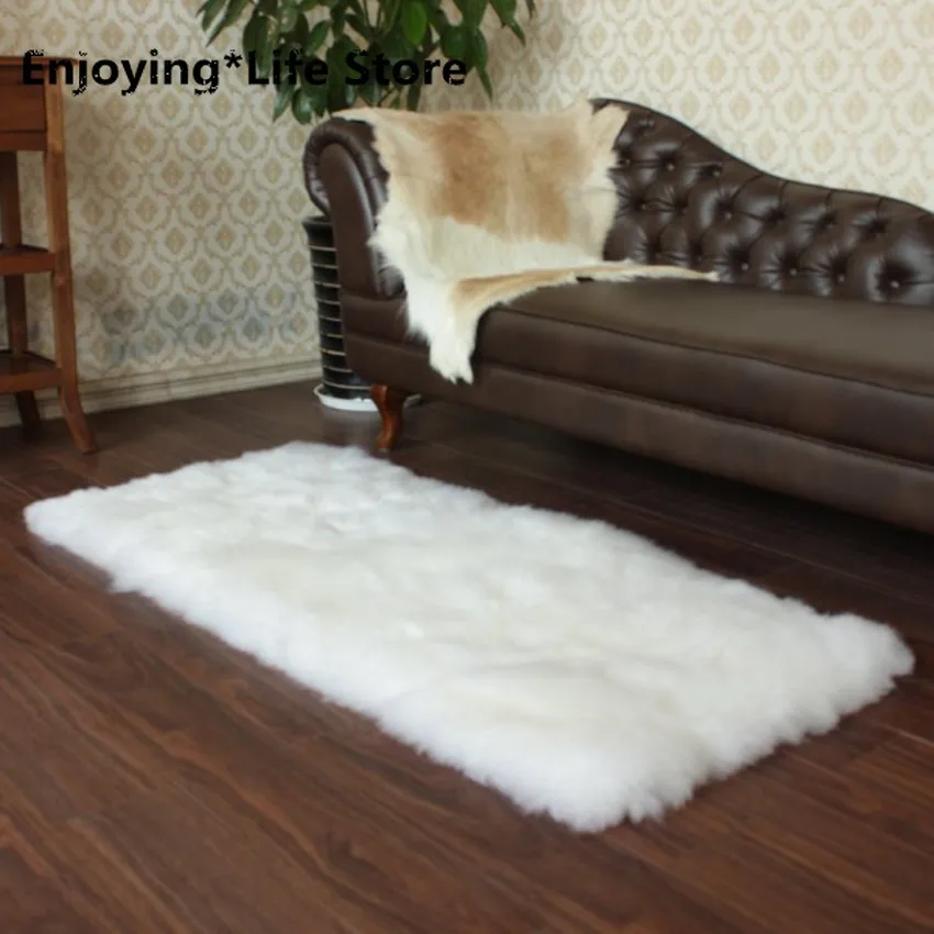 Square Real Sheepskin Rug Winter Sheep Fur Bed Slide Carpet White Shaggy Sheep Fur Sofa Seat Mat for Bedroom 4