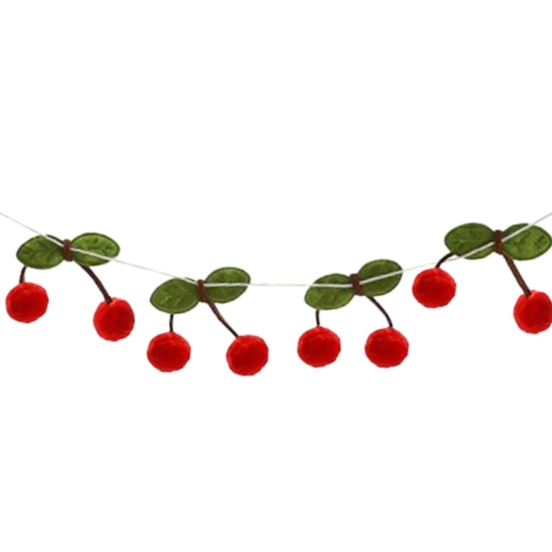 Wall Art Decor Handmade Cherry Felt Balls Garlands String Wall Decoration