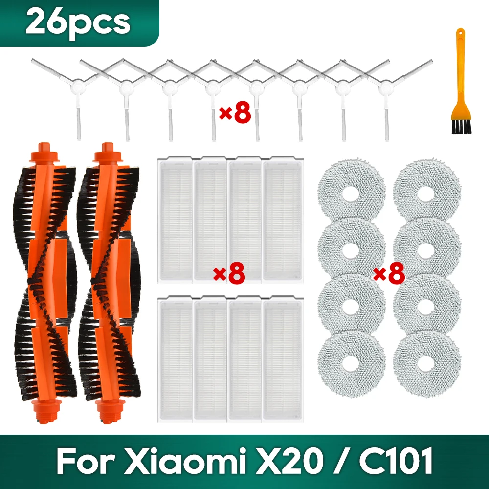 

Compatible For Xiaomi X20 C101 Robot Vacuums Kit Spare Parts Accessories Mop Pad Wipe Roller Brush Hepa Filter Dust Bags Sack