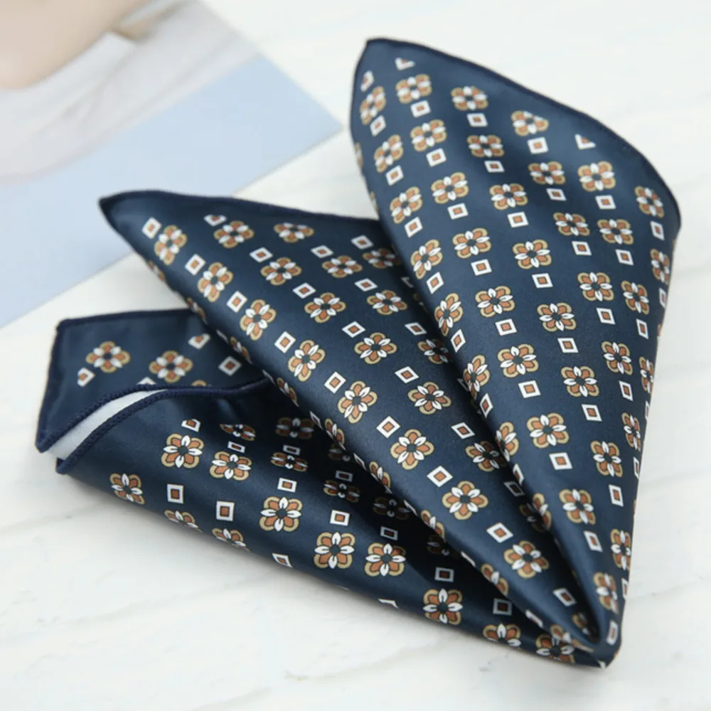 2026 Oversized Silky Pocket Square For Men 27CM Luxury Floral Dots Pocket Square Wedding Hanky Paisley Chest Towel Suits Scarf