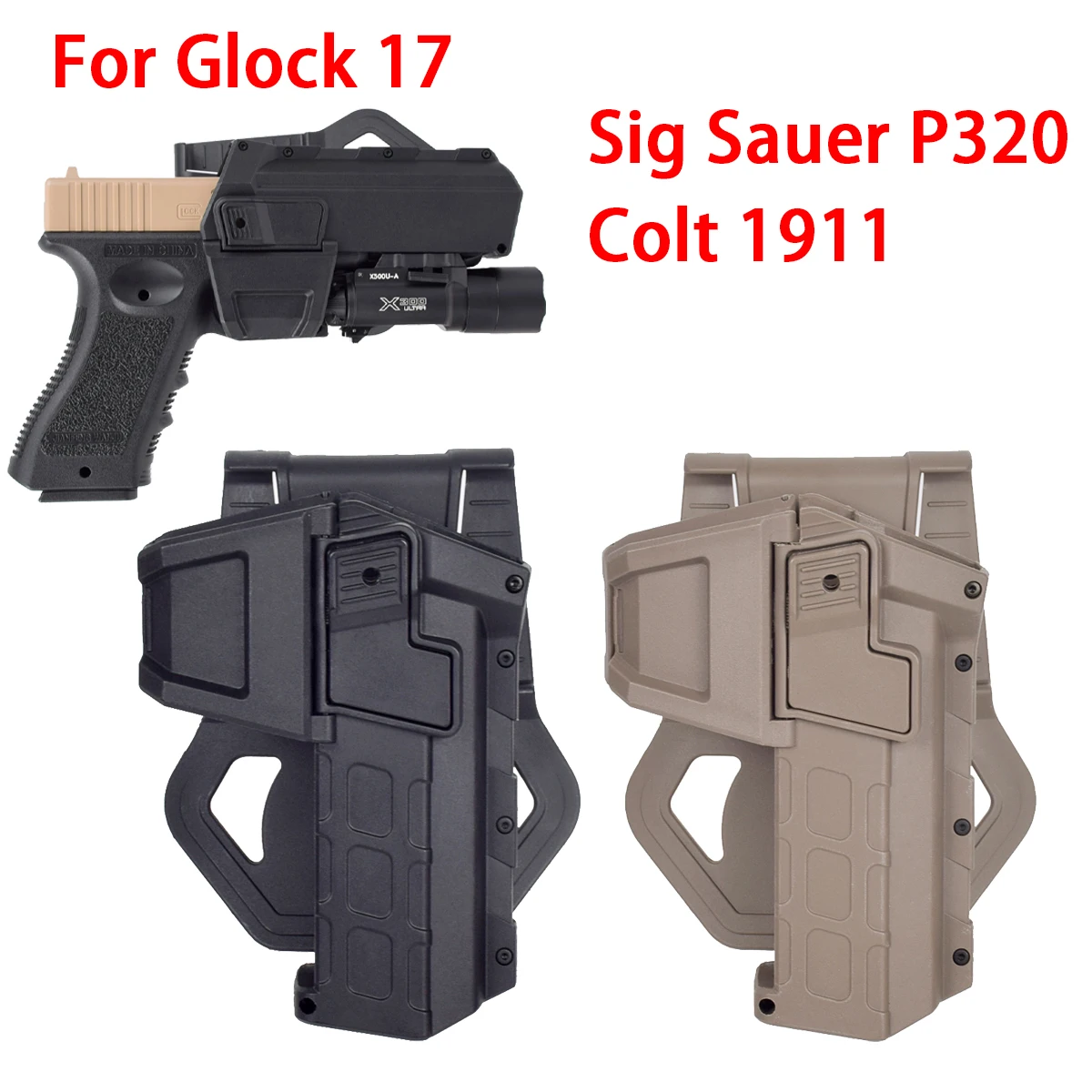 

Tactical Pistol Holster for Glock 17 Gen 1-4 Sig Sauer P320 Colt 1911 Right Hand Waist Belt Clip Pistol Weapon Case Gun Holsters