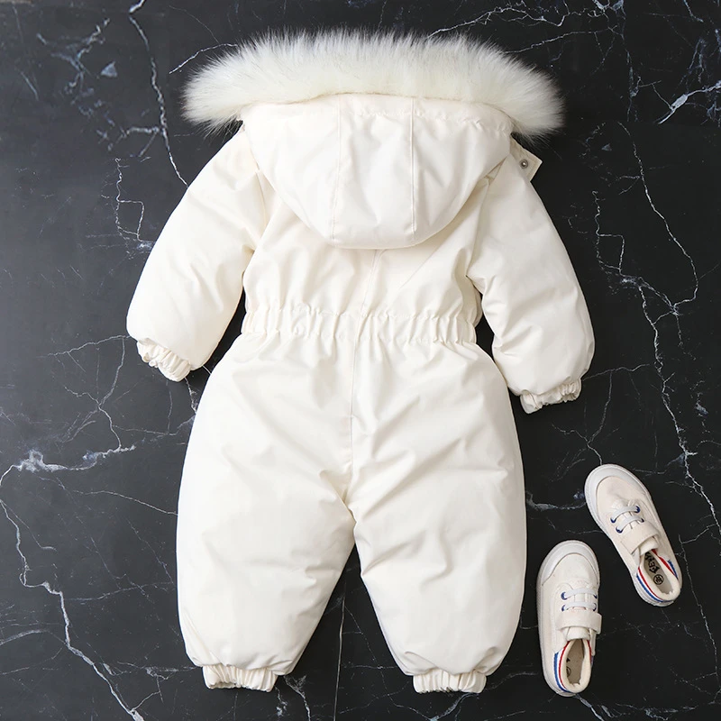-30 Degree Kids Winter Overalls Clothes Plus Velvet Infant Clothing Set Waterproof Baby Bodysuit Ski Suit Warm Jacket for Boy