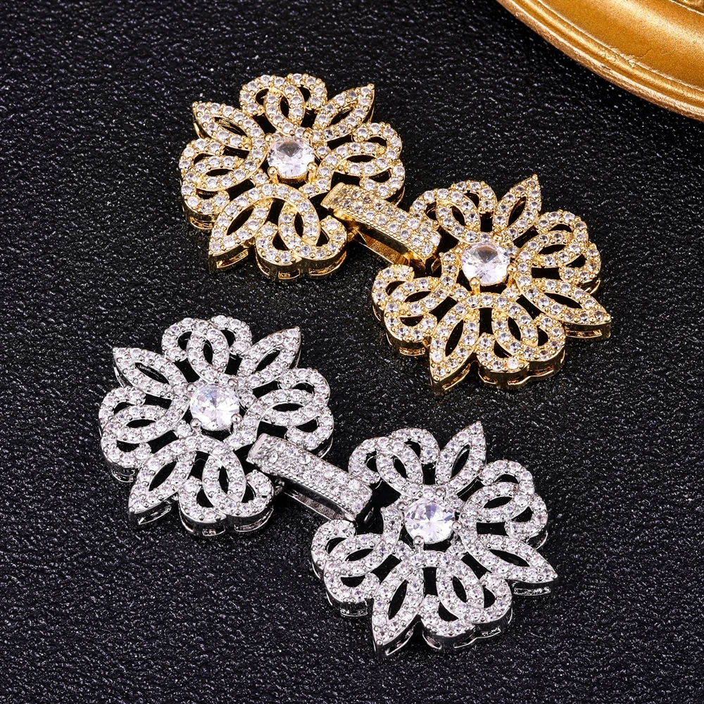 Juya DIY 바느질 비즈 쥬얼리 액세서리 18K 골드 실버 도금 장식 꽃 커넥터 패스너 후크 걸쇠 용품